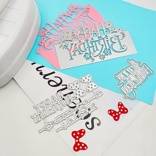 Miniatura 5 de 3 juegos de troqueles de corte de metal de feliz cumpleaños, plantillas troqueladas de mariposa y SENHAI Happy Birthday para hacer tarjetas de
