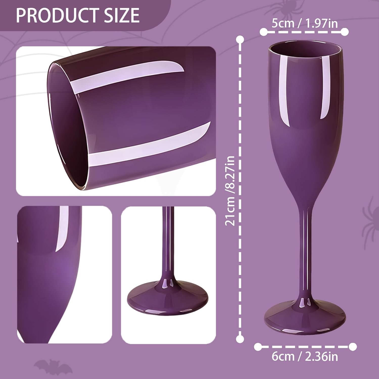 Plastic Champagne Flutes, Acrylic Glasses Goblets Cups Toasting Shatterproof Reusable Flute, for Valentine’s Day Wedding Party Mimosa Bar Anniversary Birthday (24, Dark Purple) - Image 2
