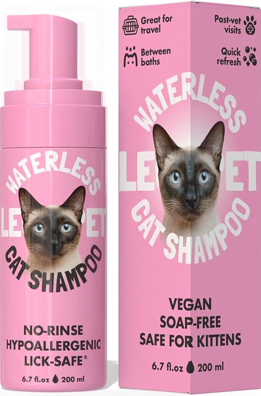 Shampoo a Seco para Gatos LEGITPET com Aloe Vera e Camomila, Espuma sem Enxágue, 198 mL