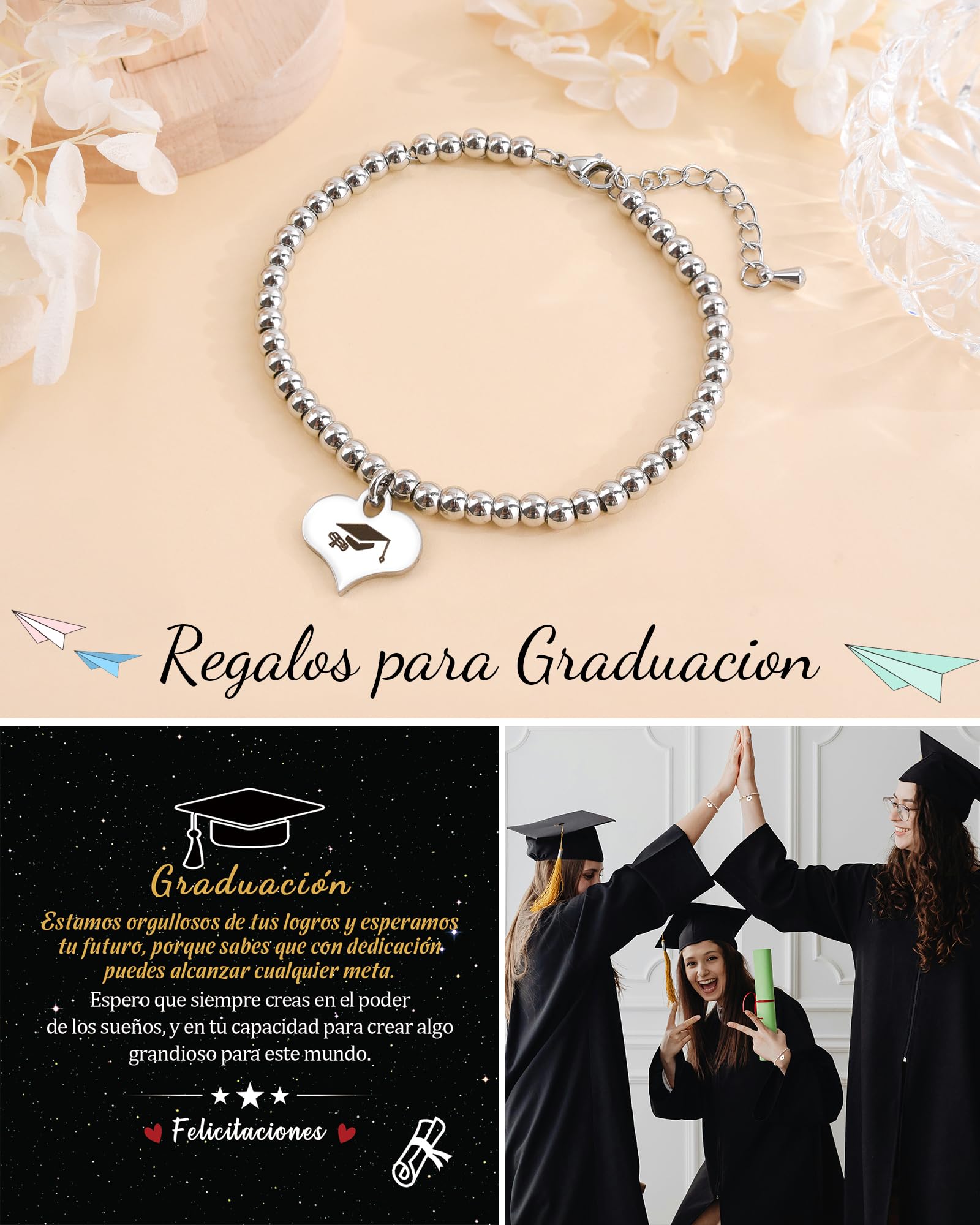 SUNSH Regalos para Graduacion, Regalos para Mujer, Pulsera Graduación Señoras,Pulsera Graduación Mujers,Regalo de Graduacion/Navidad/Adulto/Animo para Hija/Hermana/Nieta