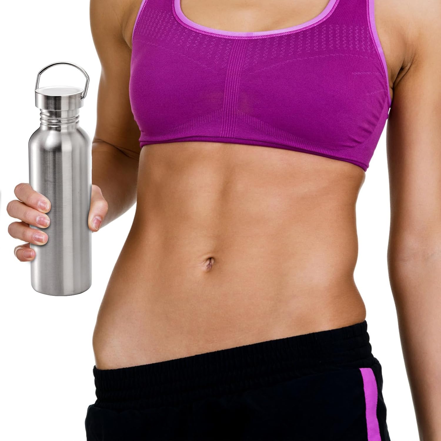 Yopay 2 Pack Stainless Steel Sports Water Bottles, 26OZ Single Walled 18/8 Stainless Steel Water Bottle with Handle, Uninsulate Metal Water Bottle for Cyclists, Runners, Hikers, Beach Goers, Picnics - Image 5