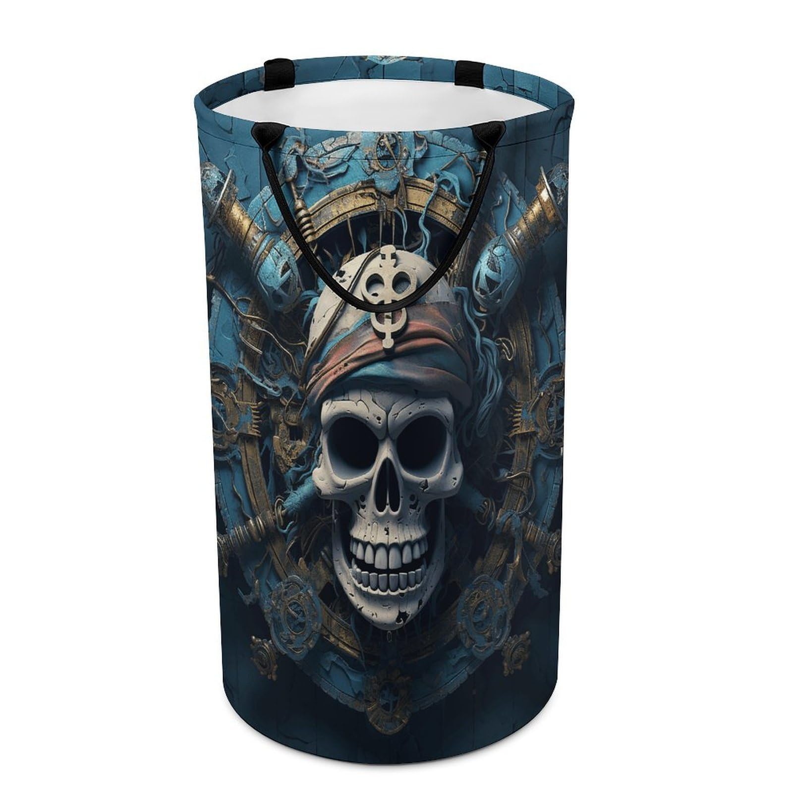 Adfgyerh Style Skeleton Pirate Laundry Basket ，Foldable Waterproof Model ，Laundry Hamper ，Handles On Both Sides Easy To Move ，Storage Basket For Bedroom, Bathroom, Dorm, Laundry Room.