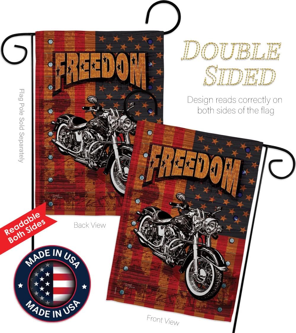 Motorcycle Decor American Flag Patriotic Outdoor Decorations Freedom Banner Home Lawn Room Wall Hanging Small Flags Forth of July Harley Davidson Tapestry Garden Yard Sign Vintage Gifts Made In USA