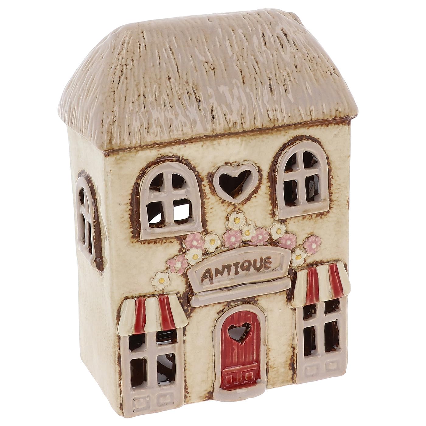 Shudehill Giftware Village Pottery - Portacandele In Ceramica, Collezione Pretty Garden Floral House, Colore: Panna