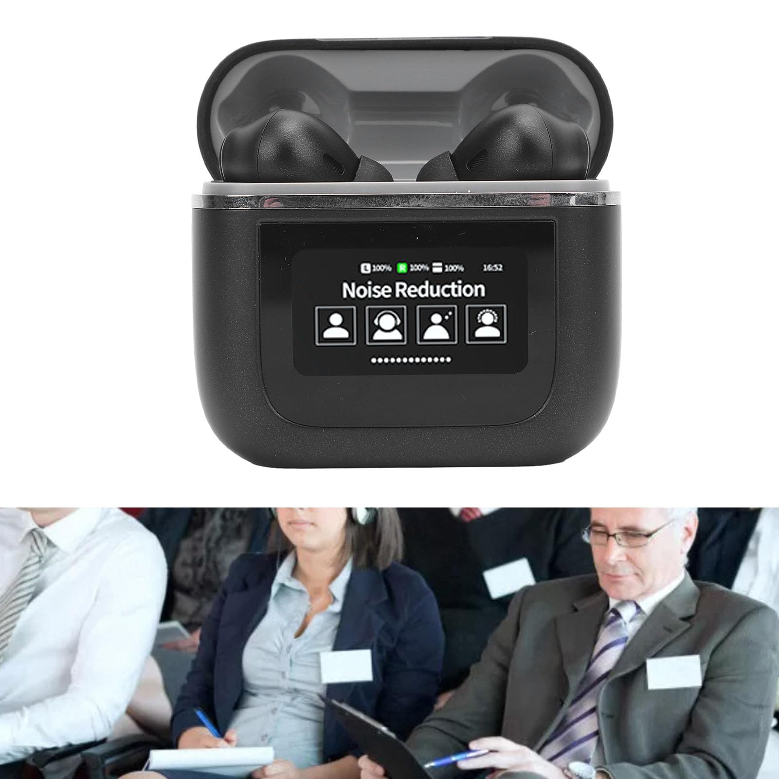 Auricolari Traduttore di Lingua Suono Stereo Avanzato in Tempo Reale 144 Lingue Auricolari per Viaggiatori (BLACK)
