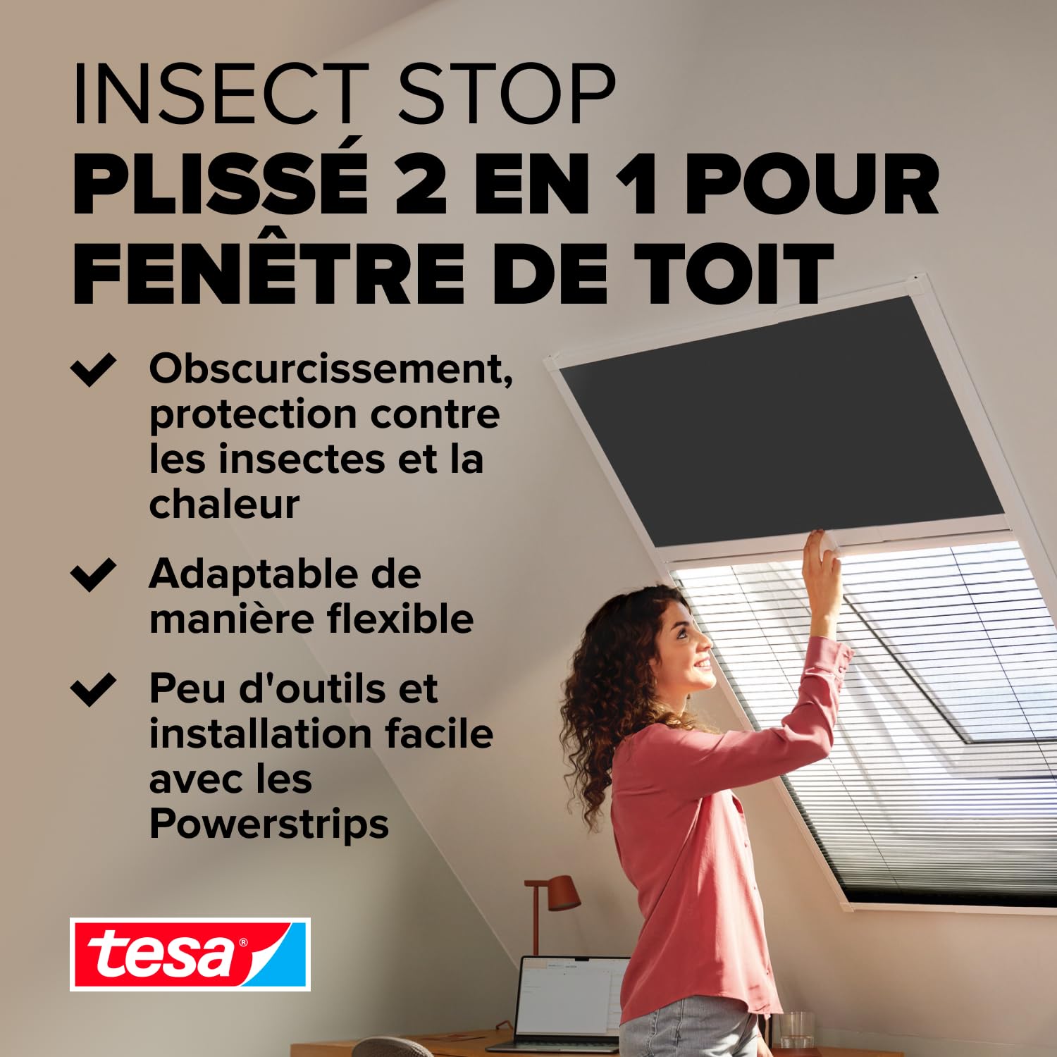 tesa Insect Stop Moustiquaire avec Protection Solaire Premium 116 x 164cm