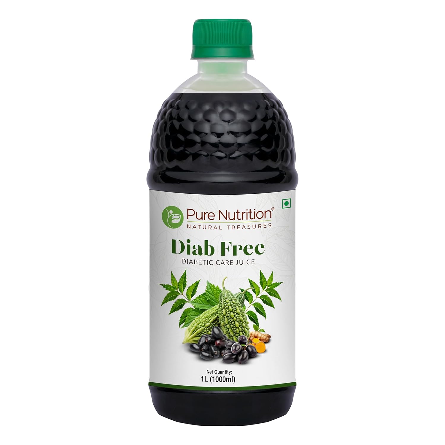 Pure Nutrition Diab Free Diabetic Care Juice – 1L | Herbal Sugar Control Juice with Karela, Jamun, Neem, Turmeric & Fenugreek | Natural Blood Sugar Support | No Added Sugar
