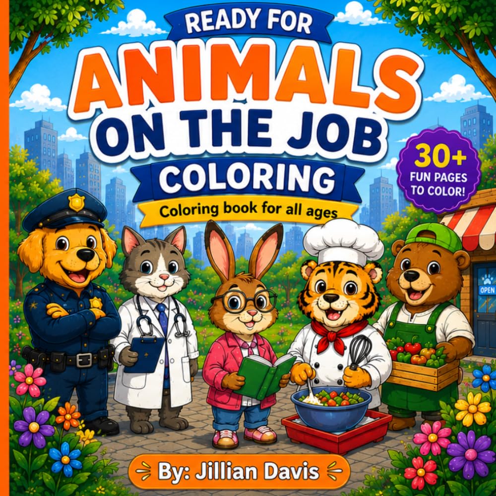 Animals on the Job: Coloring Book A-Z animals