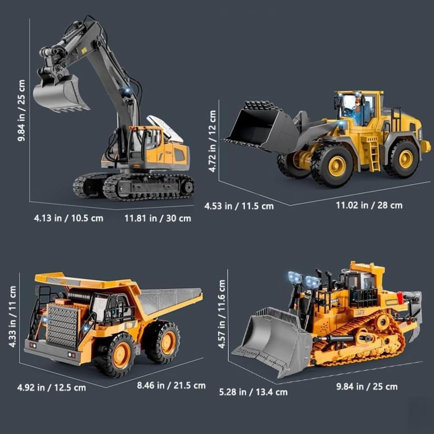 Mudsterz - Mudsterz Trucks, Mudsterz Excavator, 2.4GHz RC Construction Vehicle with Cool Lights and Real Sounds, Realistic Engineering Design, Metal Parts, Little Builders, Big Action (B1)