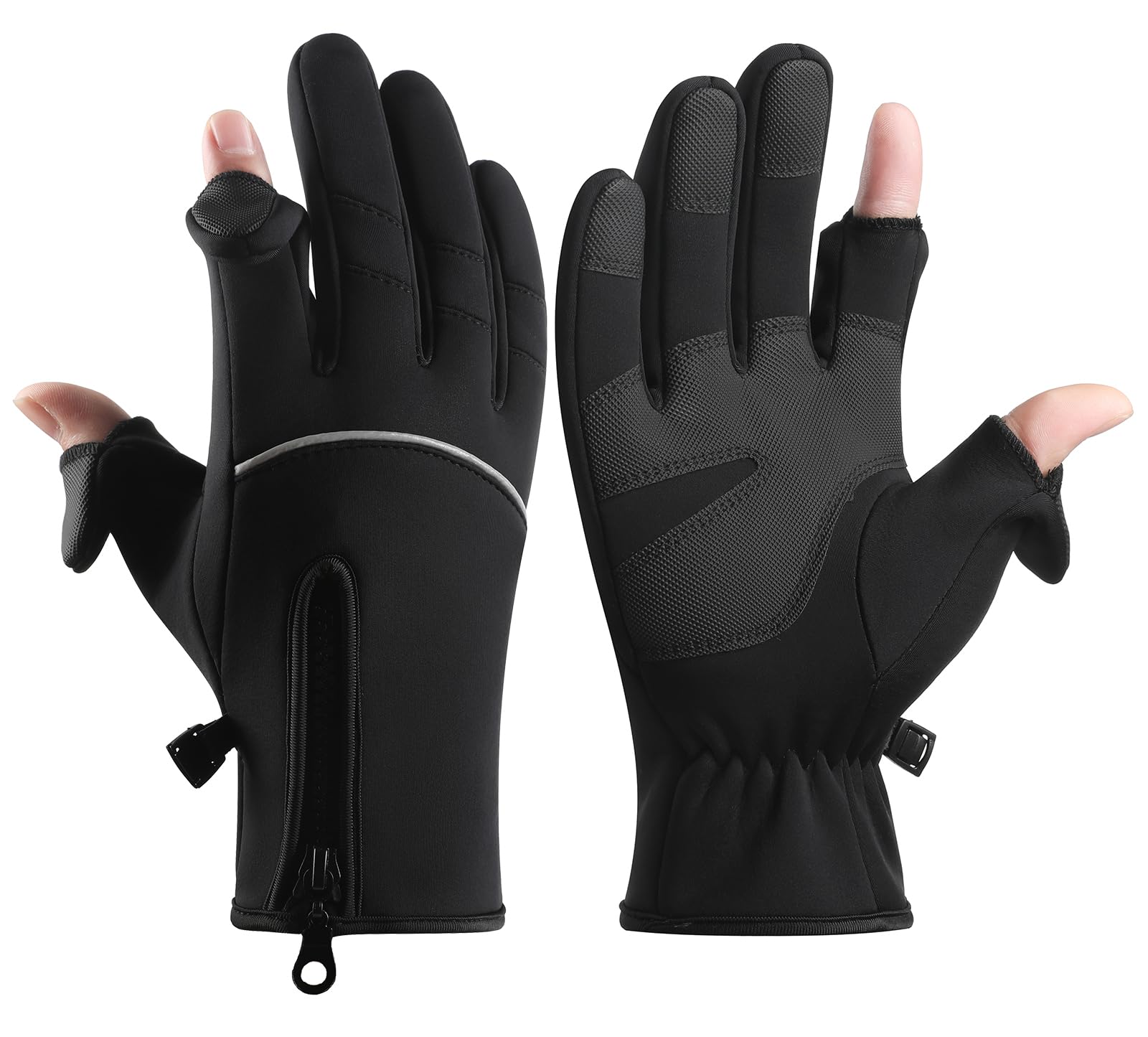 Winter Gloves Men & Women, 2 Finger Exposable Touch Screen Gloves Running Gloves Cycling Gloves Driving Gloves, Warm Gloves Winter Fishing Gloves