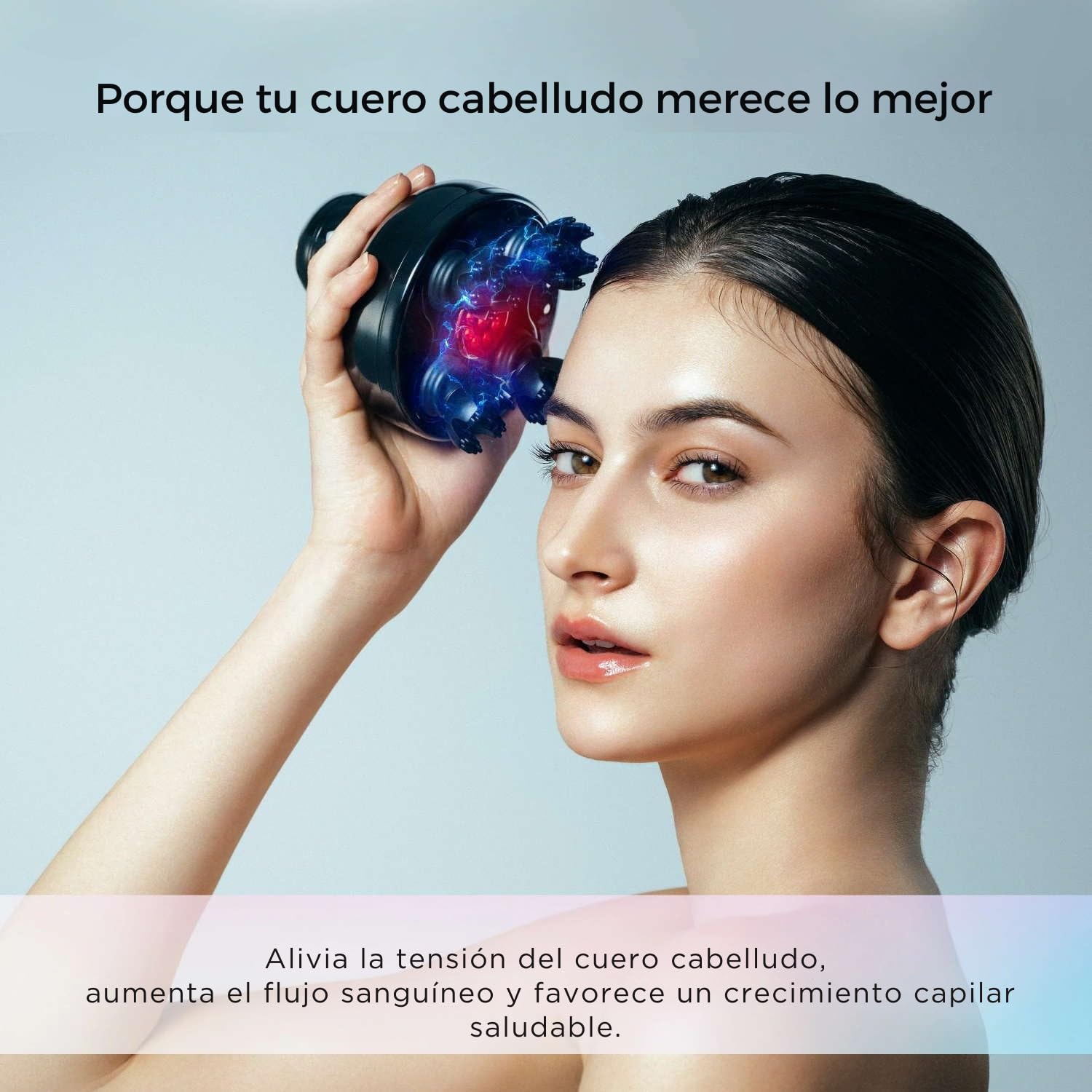 MYTREX Head Spa Pro Masajeador Facial y Capilar con EMS, Terapia de Luz Roja, 12 Accesorios, 5 Niveles, Resistente al Agua, Modelo MTEHP22B