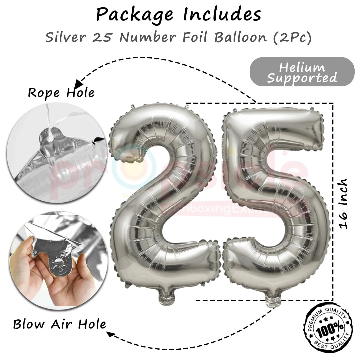 Propsicle Silver No. 25 Foil Balloon For Birthday Decoration, 16 inch 1