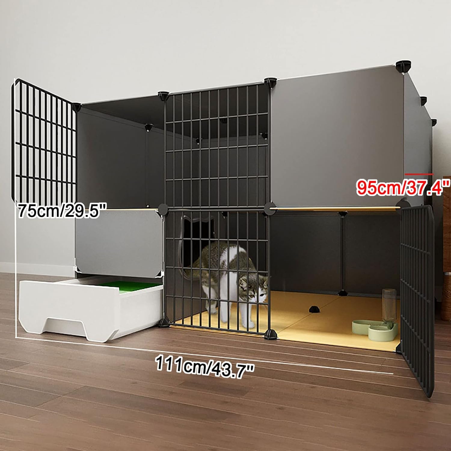 Cat Cages Indoor Litter Dog Playpens Caves Houses Box Kitten Cage Cats Outdoor Enclosures,Large Cat Cage - Indoor Cat Playpen with Hammock, Cat Enclosure & Kennel for Small Animals, Puppies