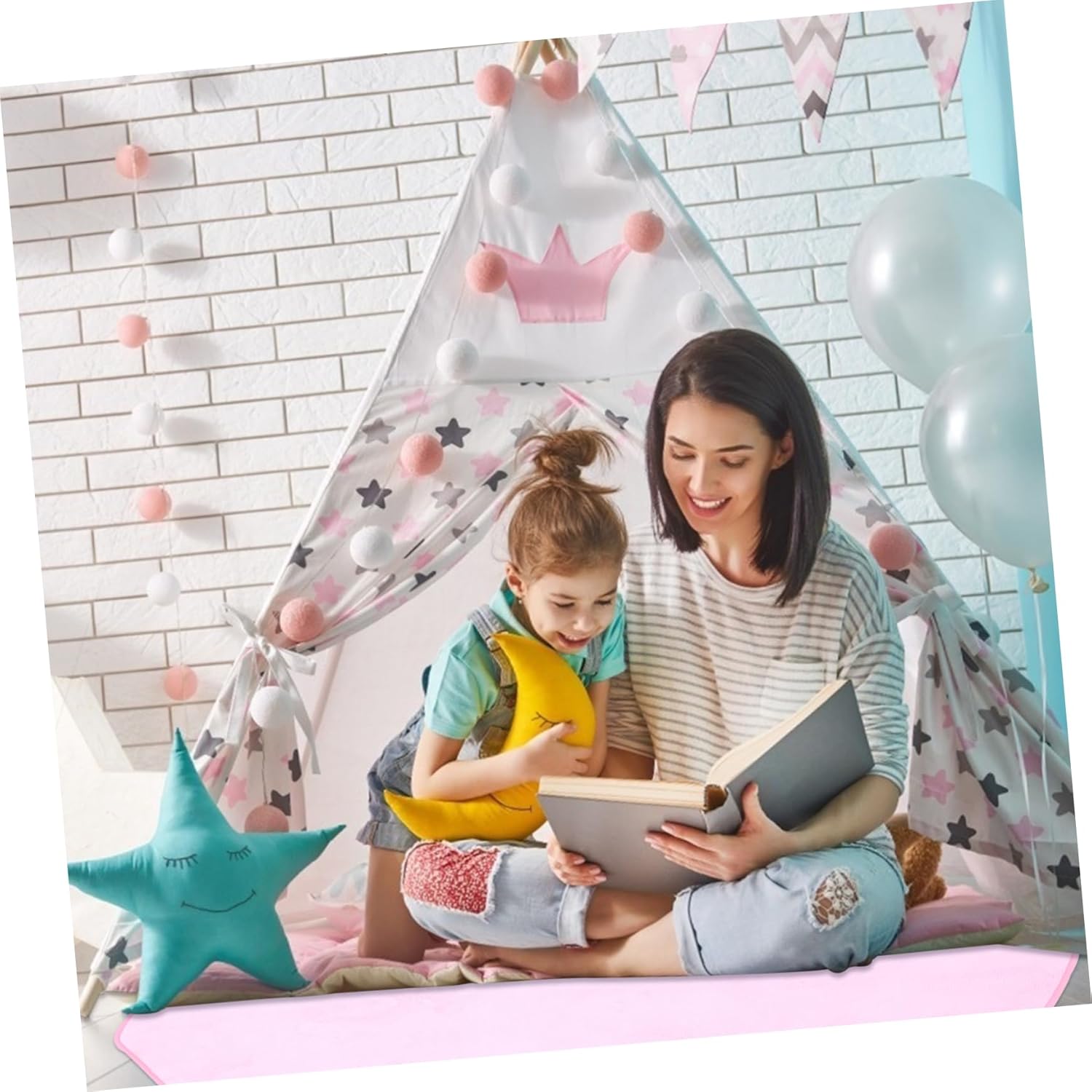 Hexagonal Floor Mat for Playroom Non Slip Pink Carpet Rug Soft Indoor Decoration Safe and Comfortable Play Mat for Tent and Crawling Area