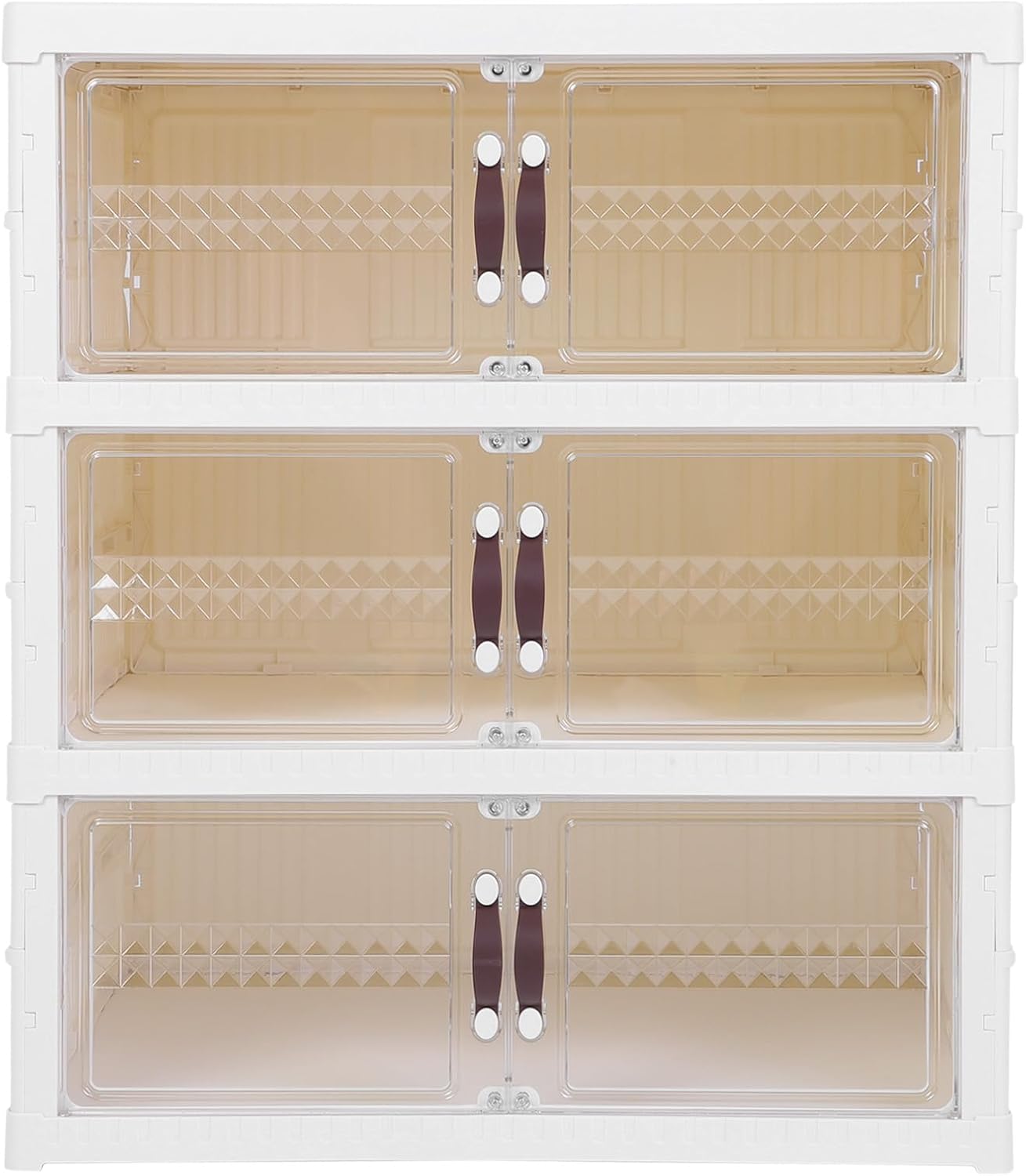 Foldable Shoe Storage Bin, Multi - Layer Folding Shoe Organizer with Magnetic Door, Transparent Dust - Shoe Cabinet for Shoes Clothes Toys, Thickened Collapsible Storage Box for (3 Tier)