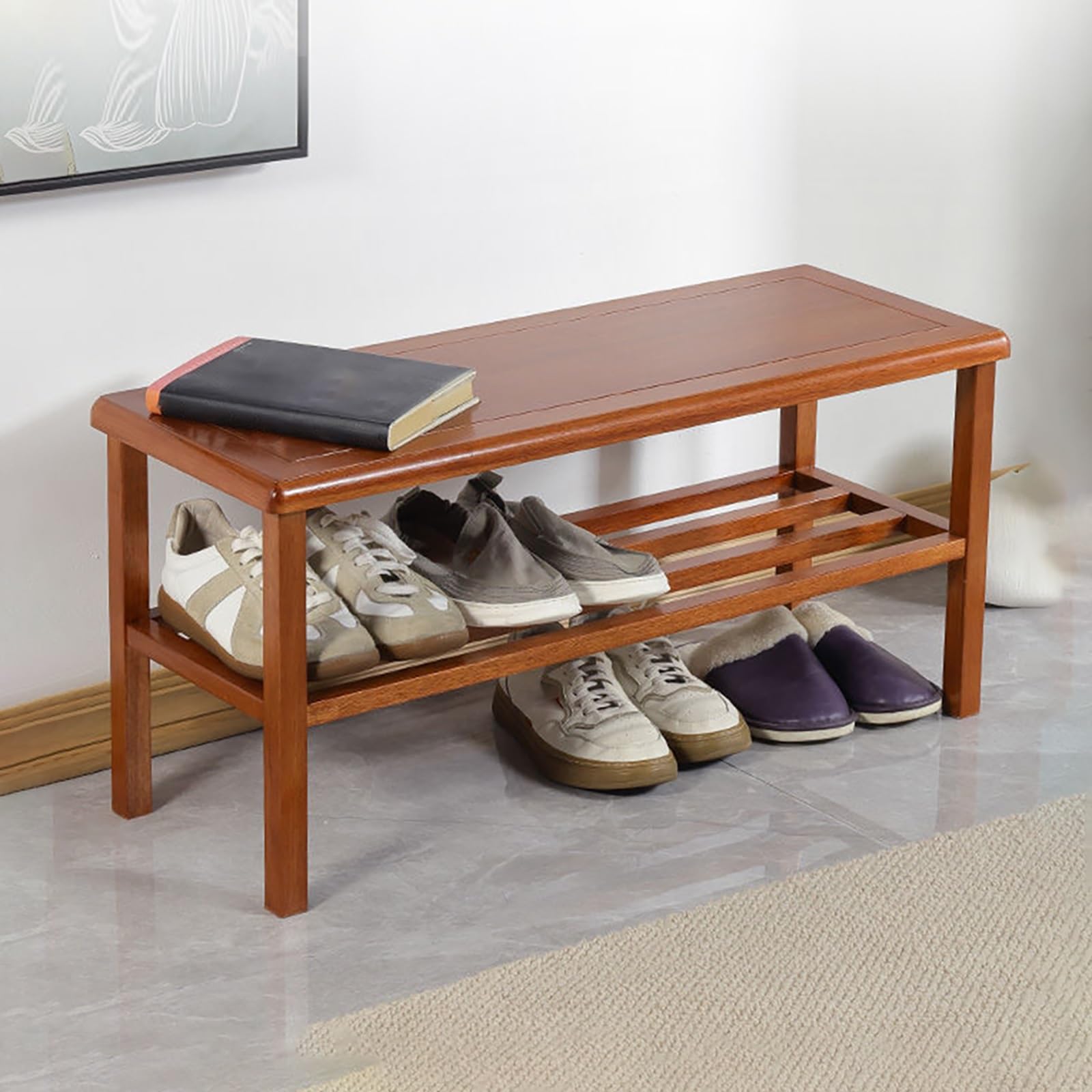 GDMDPTE Shoe Rack Bench,Wood Entryway Hallway Space-Saving Storage Solution