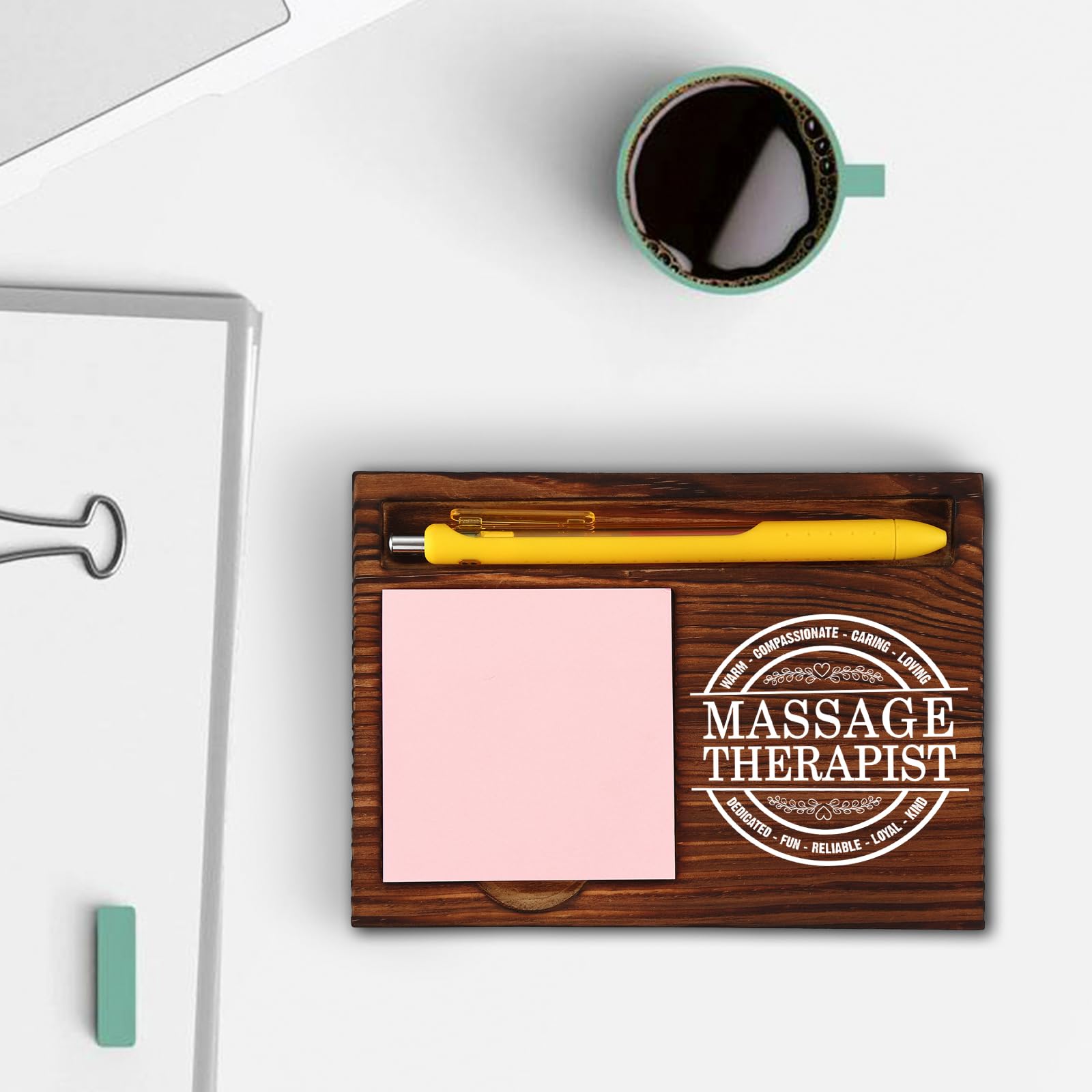 Thank You Gifts for Massage Therapist Women, Spa Staff Gifts Idea, National Massage Therapy Week Healthcare Therapist Gift, Self-Stick Note Pad Holder for Desk Organization VN429