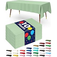 Pureegg Plastic Table Cloth Disposable 10 Pack, 52 x 70 Inch Table Cloths, Easter Party, Decorative Tablecloths, Rectangle, Light, Pastel Plastic Cover, Waterproof & Sturdy, Sage Green