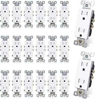 ELEGRP 15 Amp Tamper-Resistant Duplex Wall Outlets, UL Listed, Glossy White Receptacles, 20 Pack - Child Safe