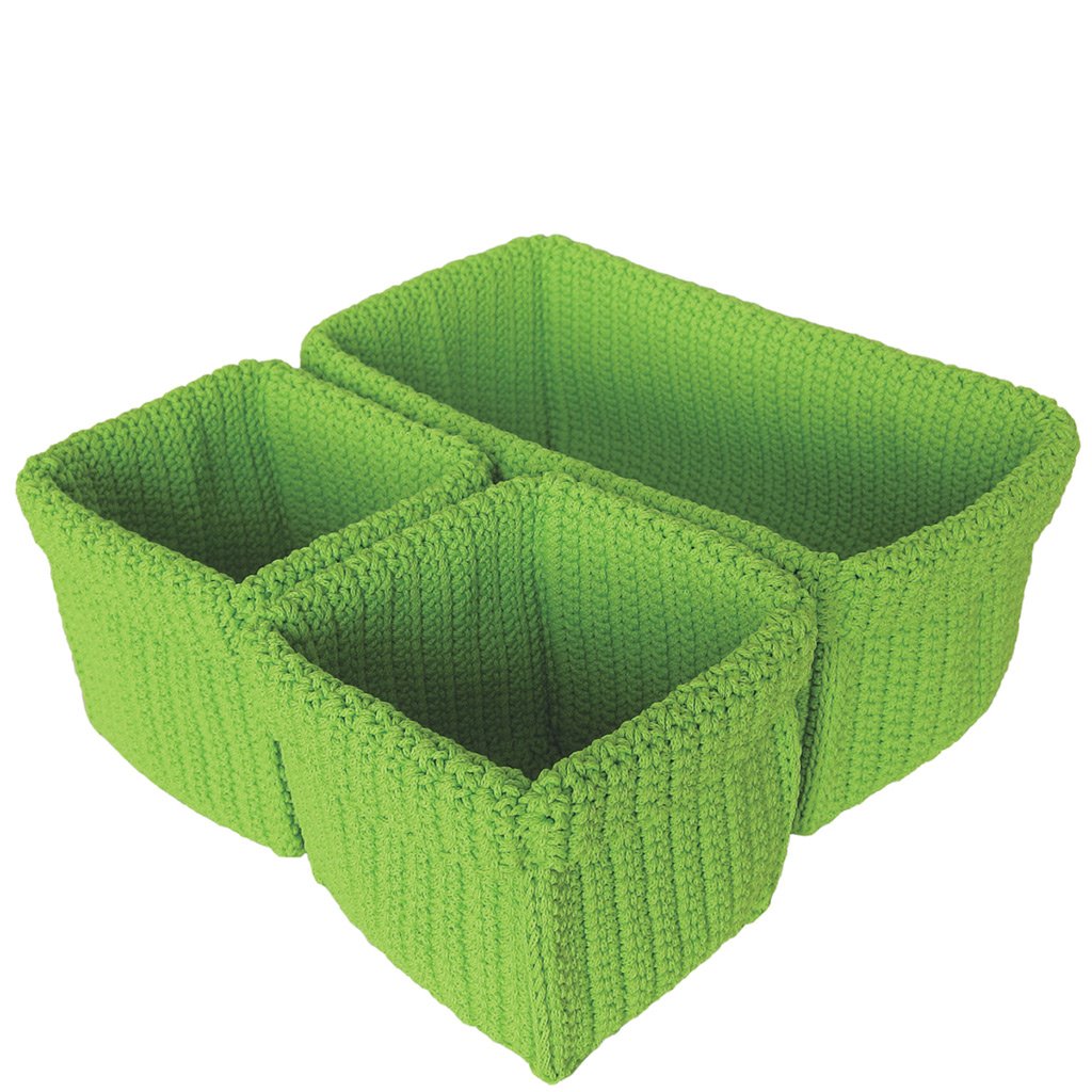 Laroom 13316 – Set 3 cestini, Colore: Verde