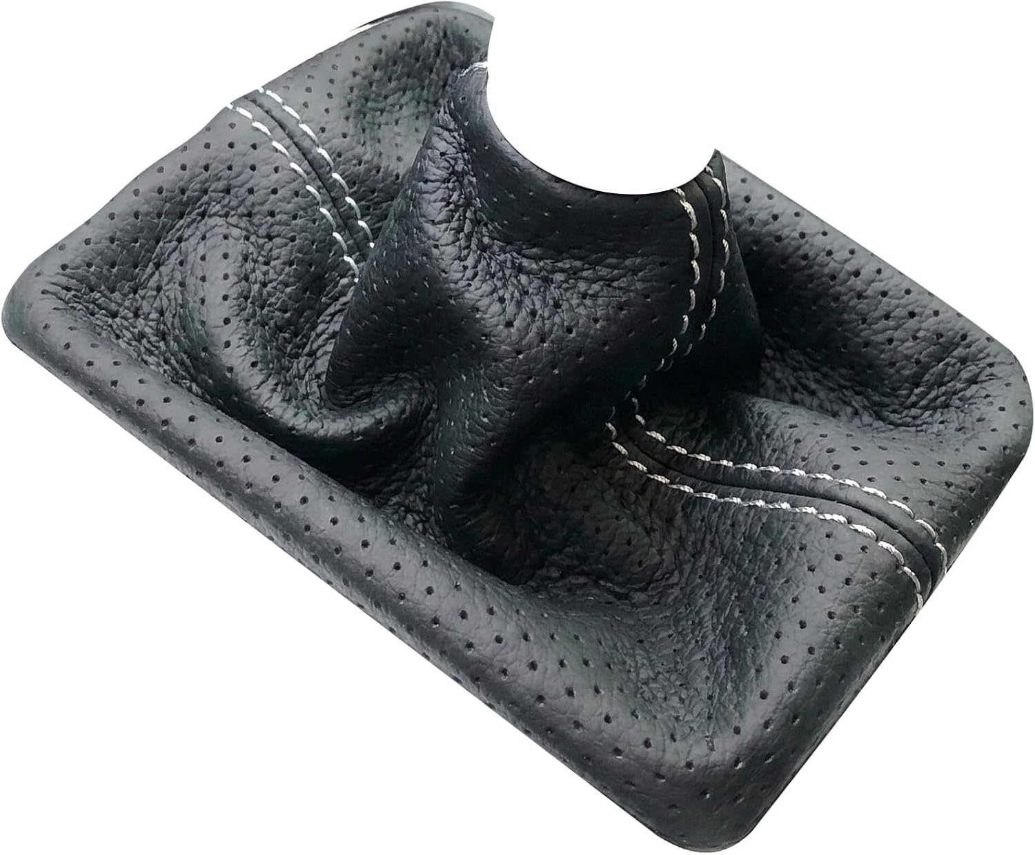 RedlineGoods Shift Boot Compatible with Jeep Wrangler JK 2007-10. Tailor Made - not Universal. Genuine top-Grade Italian Black Perforated Leather with Silver Thread