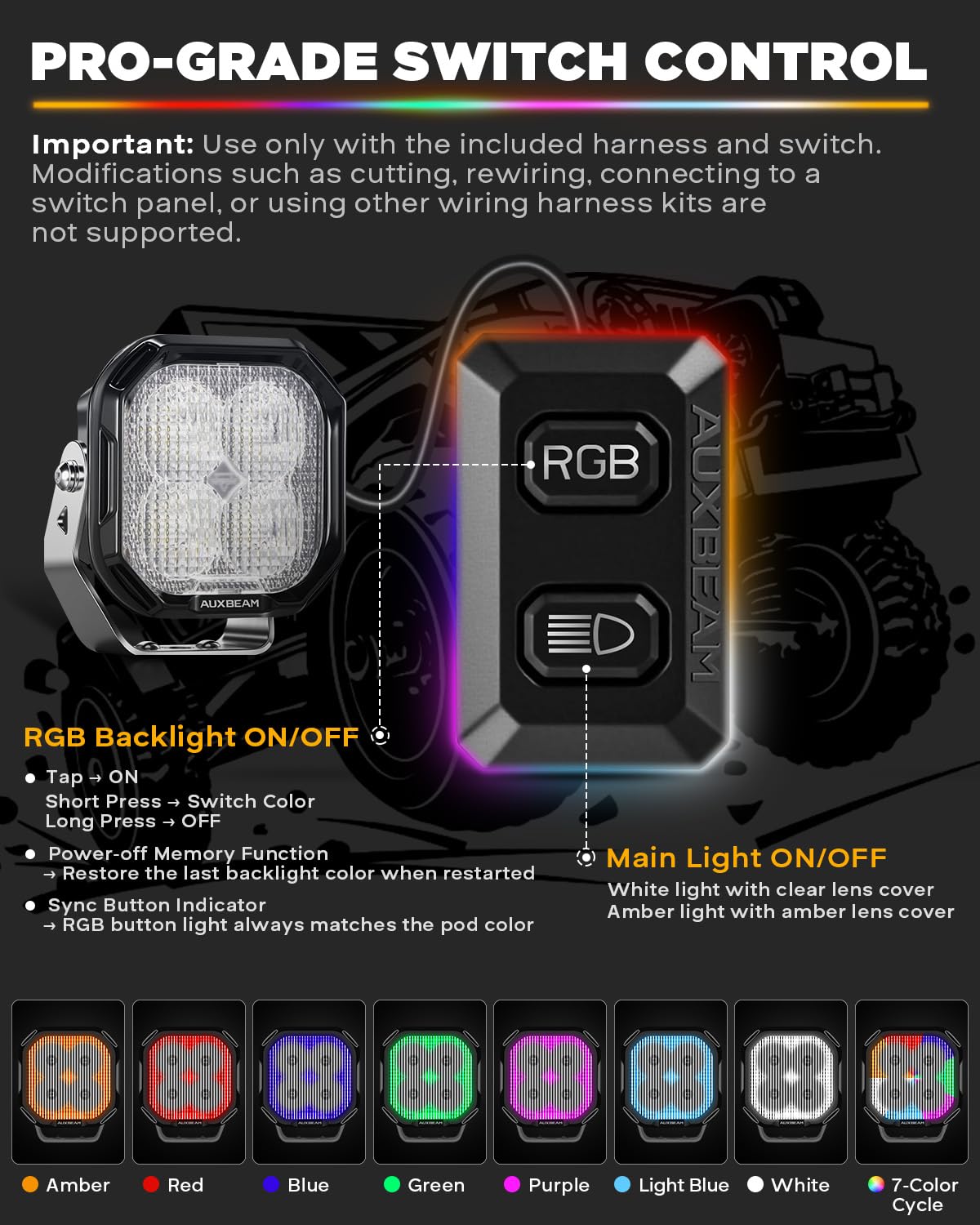 Amazon.co.jp: Auxbeam RGB 3インチ LED ポッド 7色 変化する