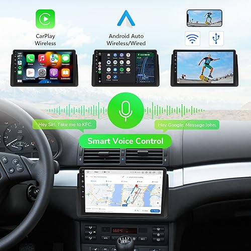 Miniatura 5 de Eonon Estéreo de coche 6+64GB para BMW Serie 3 325i 330i M3 323i (E46) 1999-2005, Android 13 Wireless CarPlay y Android Auto Car Radio, Unidad