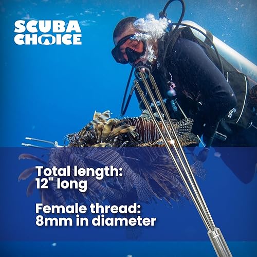 Miniatura 10 de Buceo Elección Pesca Submarina 12.0in Punta de lanza de acero inoxidable 3 puntas Paralizador de cabeza