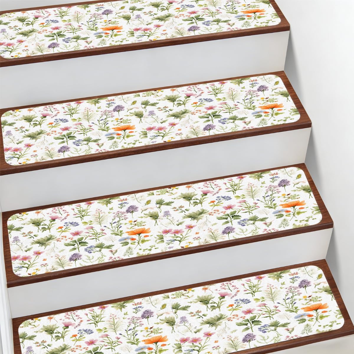 Alfombra para escaleras interiores Mexpekil protectores de peldaños florales