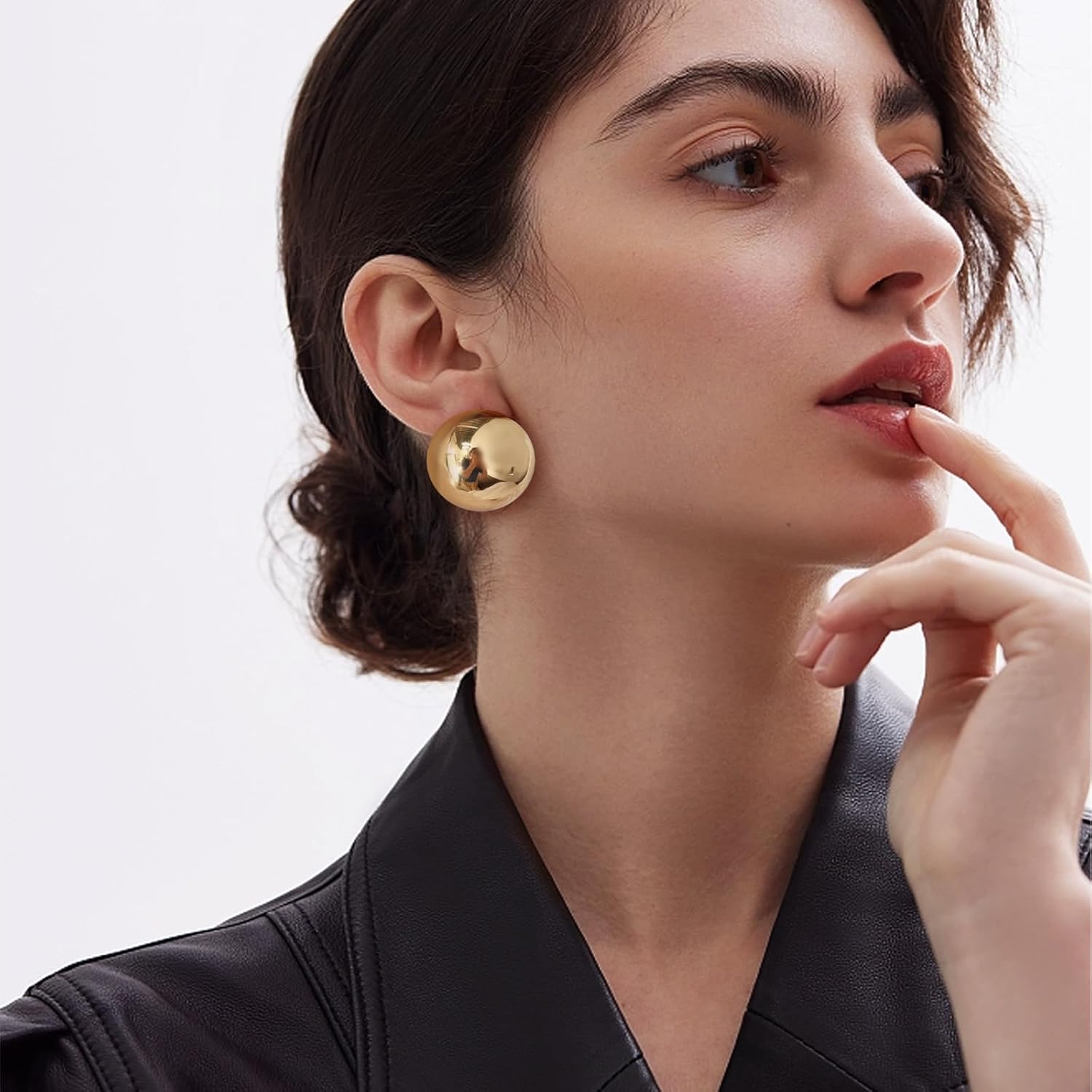 Gold Button Stud Earrings for Women Brushed Discs Stud Earrings Polished Ball Earrings for Women Vintage Jewelry - Image 3