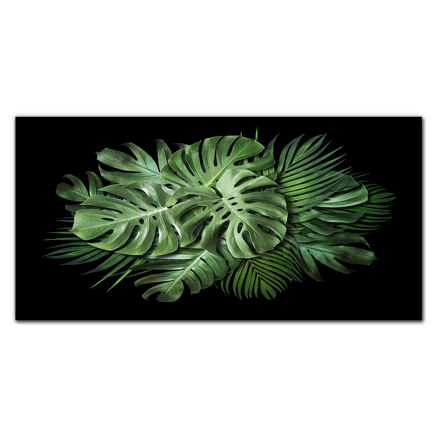 Crédence de cuisine en verre trempé 140x70cm motif feuilles de plantes