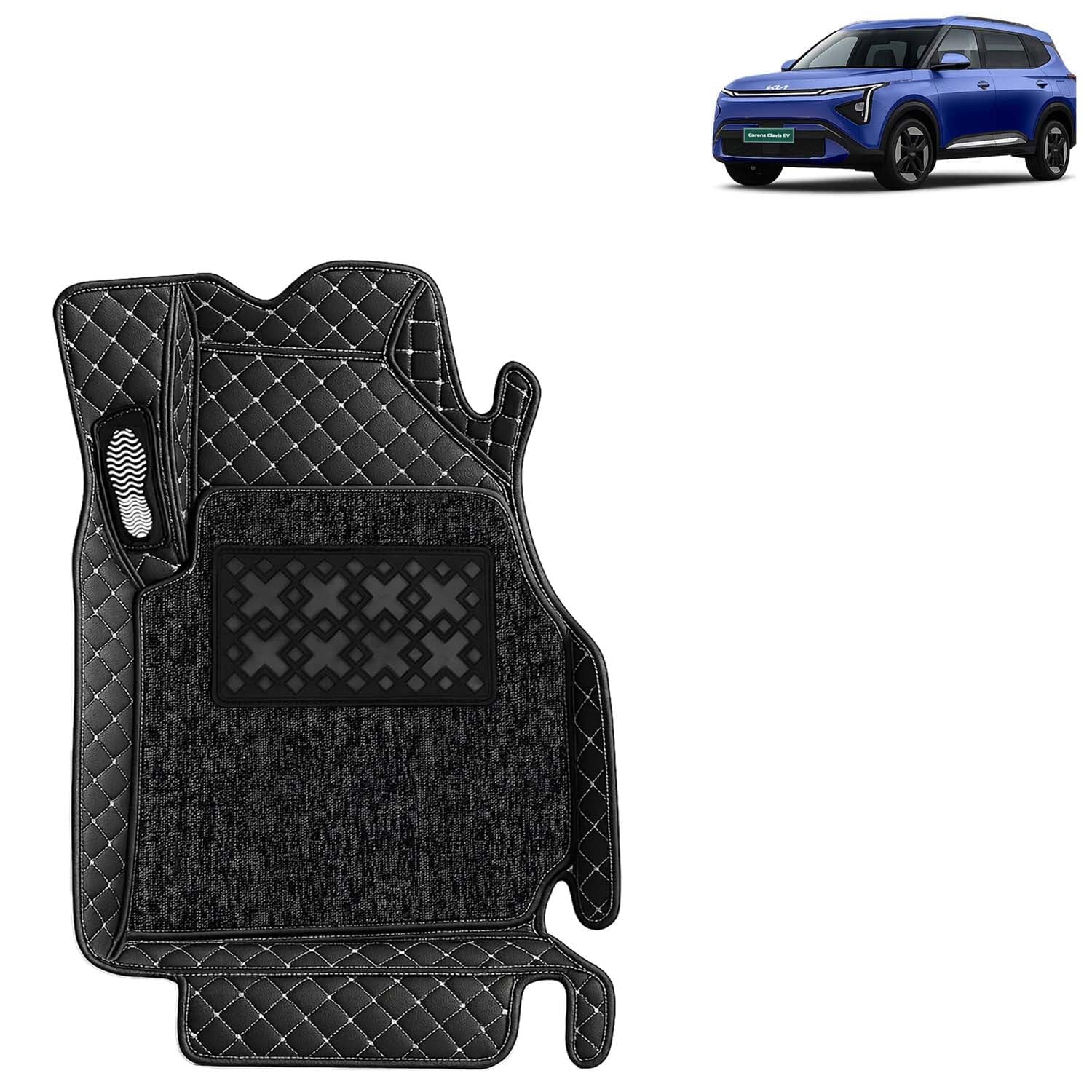 KINGSWAY Accessories Premium 7D Car Floor Mats Only Compatible with Kia Carens Clavis EV (6 Str) Year 2025 Onwards, Set of 4 Pcs, 100% Waterproof & Washable 7D Car Foot Mats, Classic Black