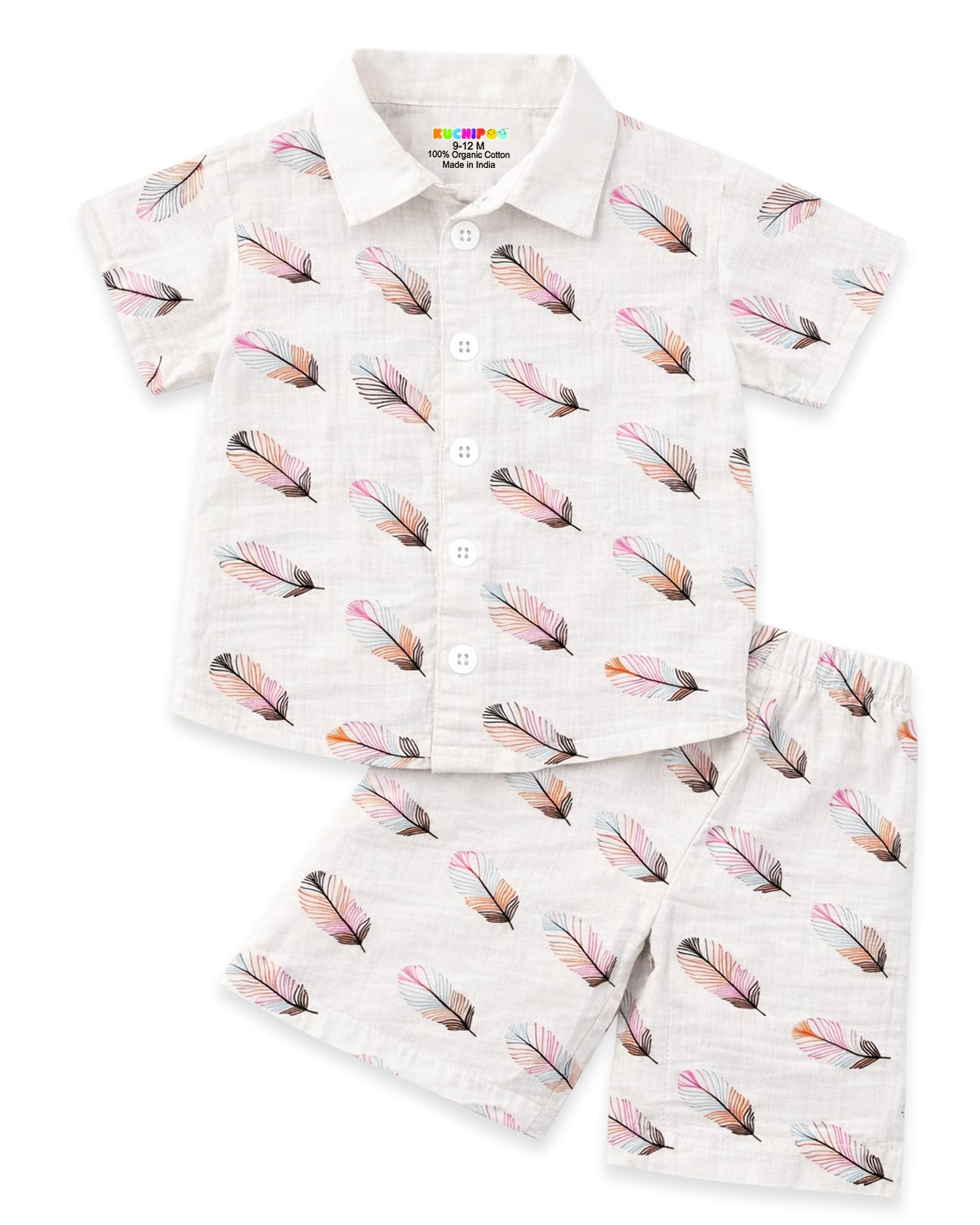 kuchipoo Boys 100% Muslin Organic Cotton Co-Ord Set | Printed Half Sleeve Shirt & Shorts | Soft Breathable Fabric | Casual Summer Wear | Boys Stylish Outfit-picture-39