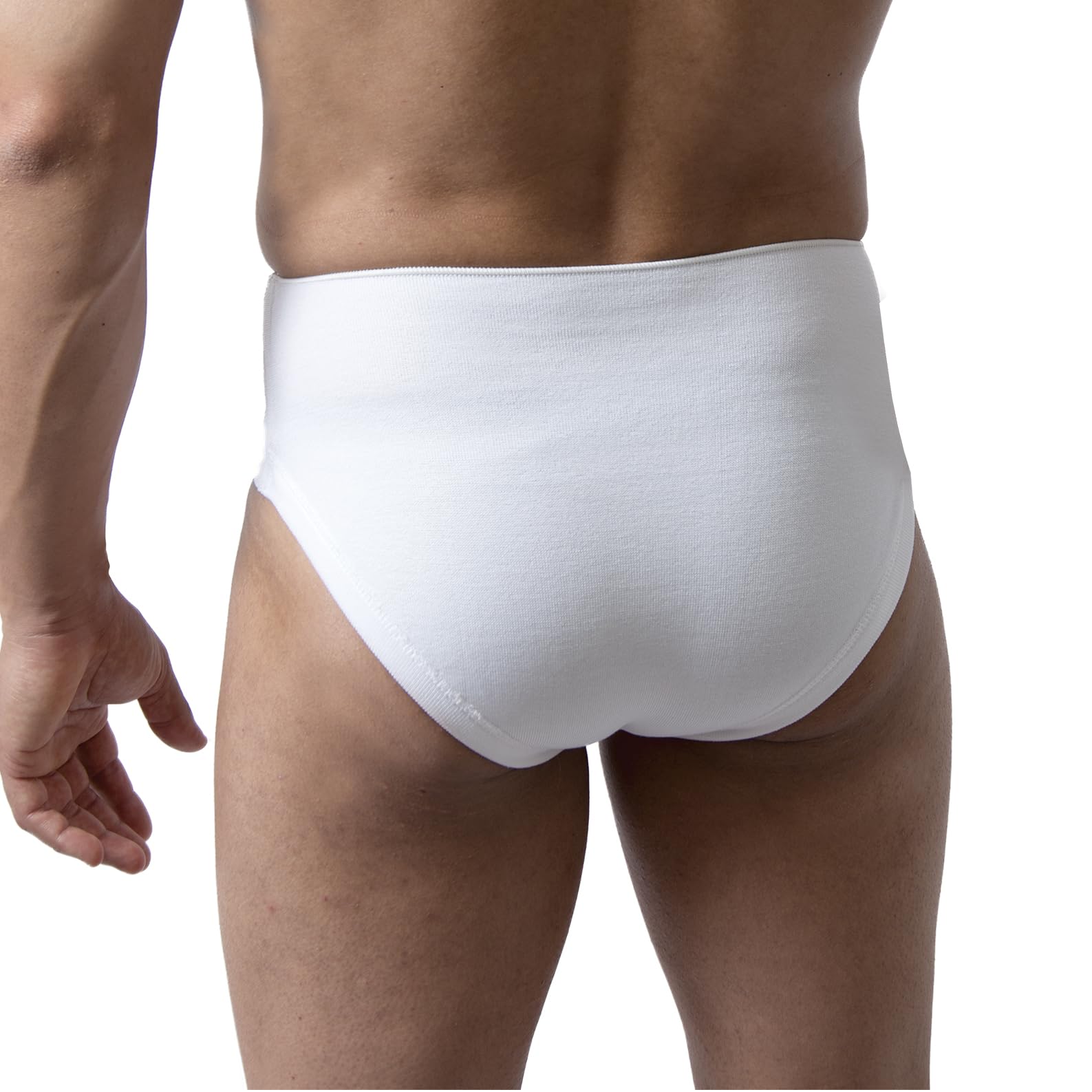 Beman 602 – Slip de contention pour hernie inguinale, soutien coton renforcé, ceinture masculine élastique (Blanc, 2)