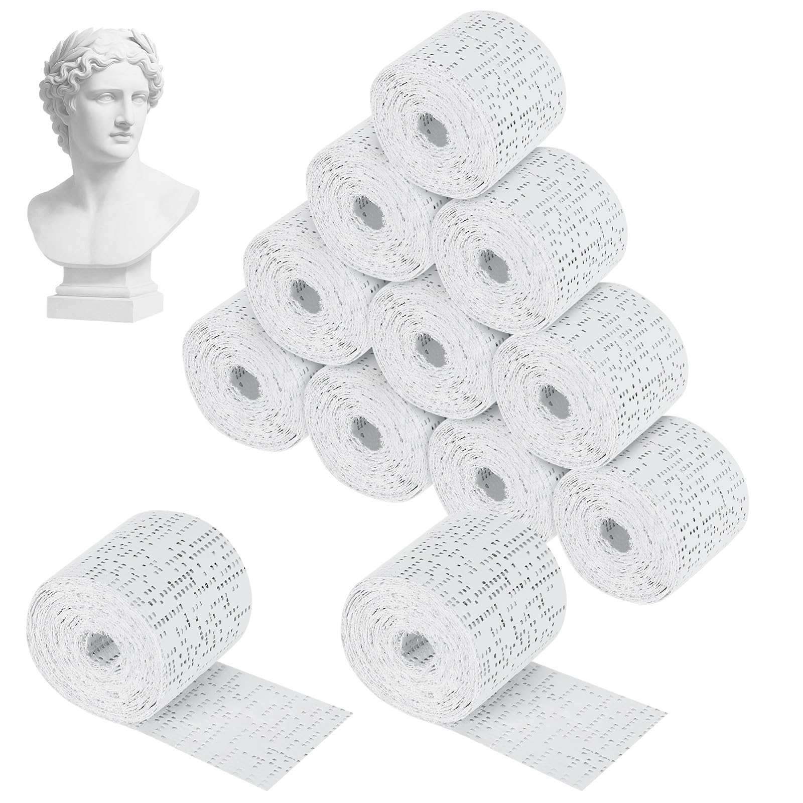 Set de 12 Rollos de Venda de Yeso, 5x270 cm Tela de Yeso para Modelar, Vendas de Yeso, Venda de Escayola para Moldes del Cuerpo, Moldes de Vientre de Embarazo, Cara, Manos, Manualidades