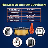 Vista 117 de 3D-Fuel 3D Filamento Pro PLA+ Negro Medianoche de Alta Temperatura y Resistente, 1.75mm, 1 kg +/- 0.02mm de Tolerancia, Fabricado en EE.UU., Fácil