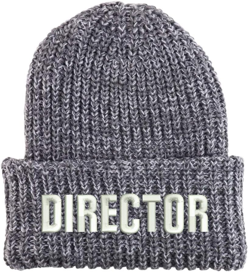 Trendy Apparel Shop Director Embroidered Long Cuffed Thick Ribbed Knit Beanie