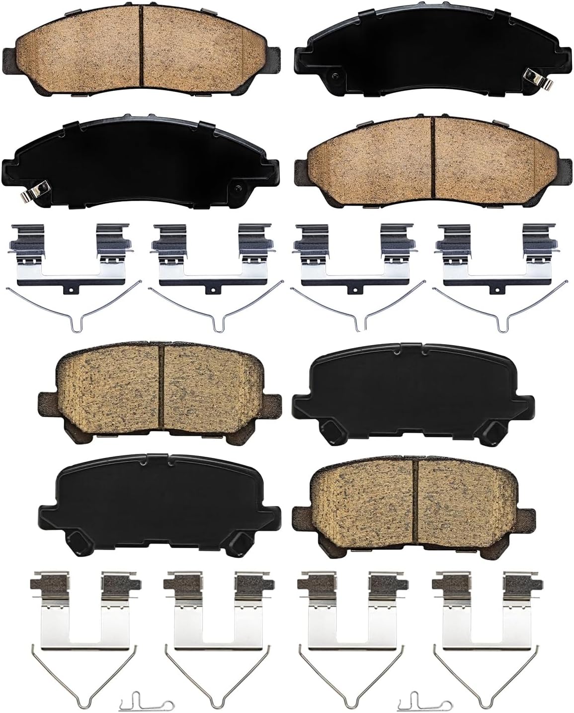 Detroit Axle - Front Rear Brake Pads for 2016-2022 Honda Pilot 2017-2025 Ridgeline 2014-2016 Acura MDX, Front and Rear Ceramic Brake Pads with Hardware Replacement
