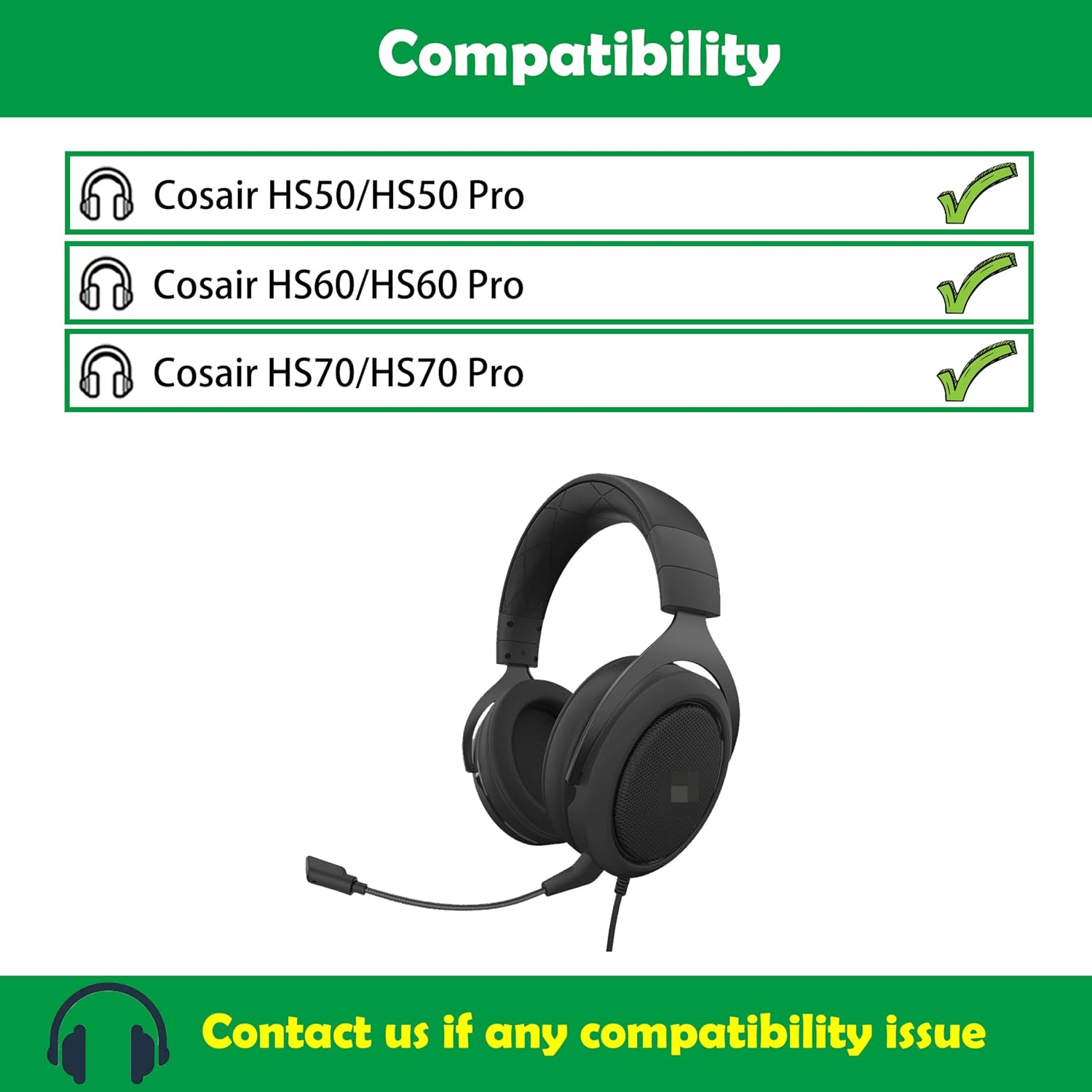 HS50 Cooling Replacement Earpads Cushions Compatible with Corsair HS50 Pro HS60 Pro HS70 Pro Stereo Gaming Headset Ear Pads with Cooling Gel Layer image 2