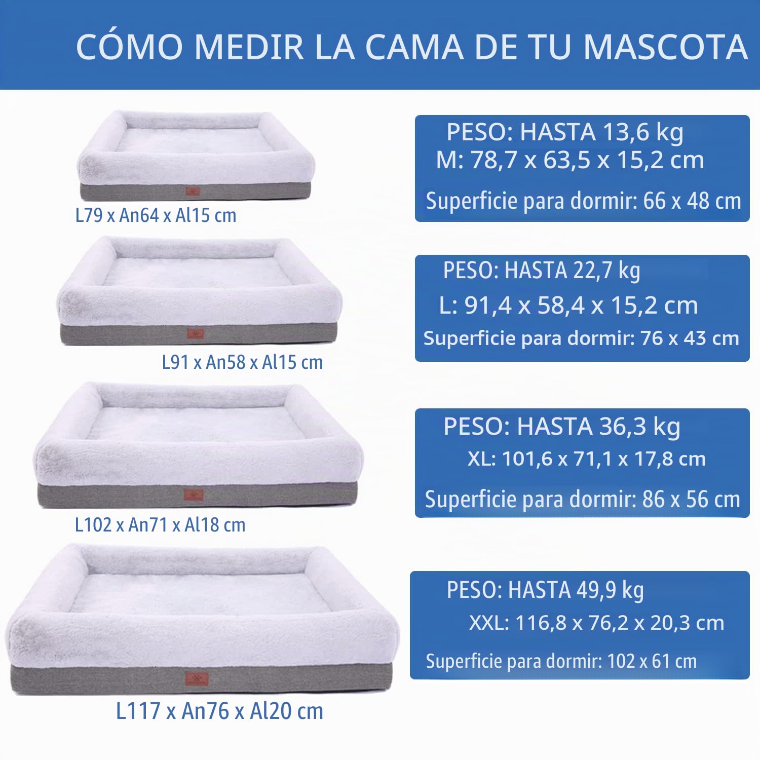 Cama ortopédica para Perros Grandes y Perros medianos, sofá Cama para Perros con Forro Impermeable y Funda extraíble Lavable, Cama para Cachorros, Cama para Mascotas