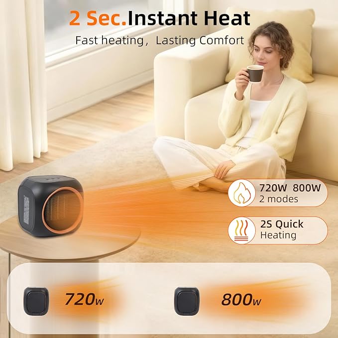 Calefactor Eléctrico Portátil Cerámico PTC 800W con Calientatazas miniatura 7