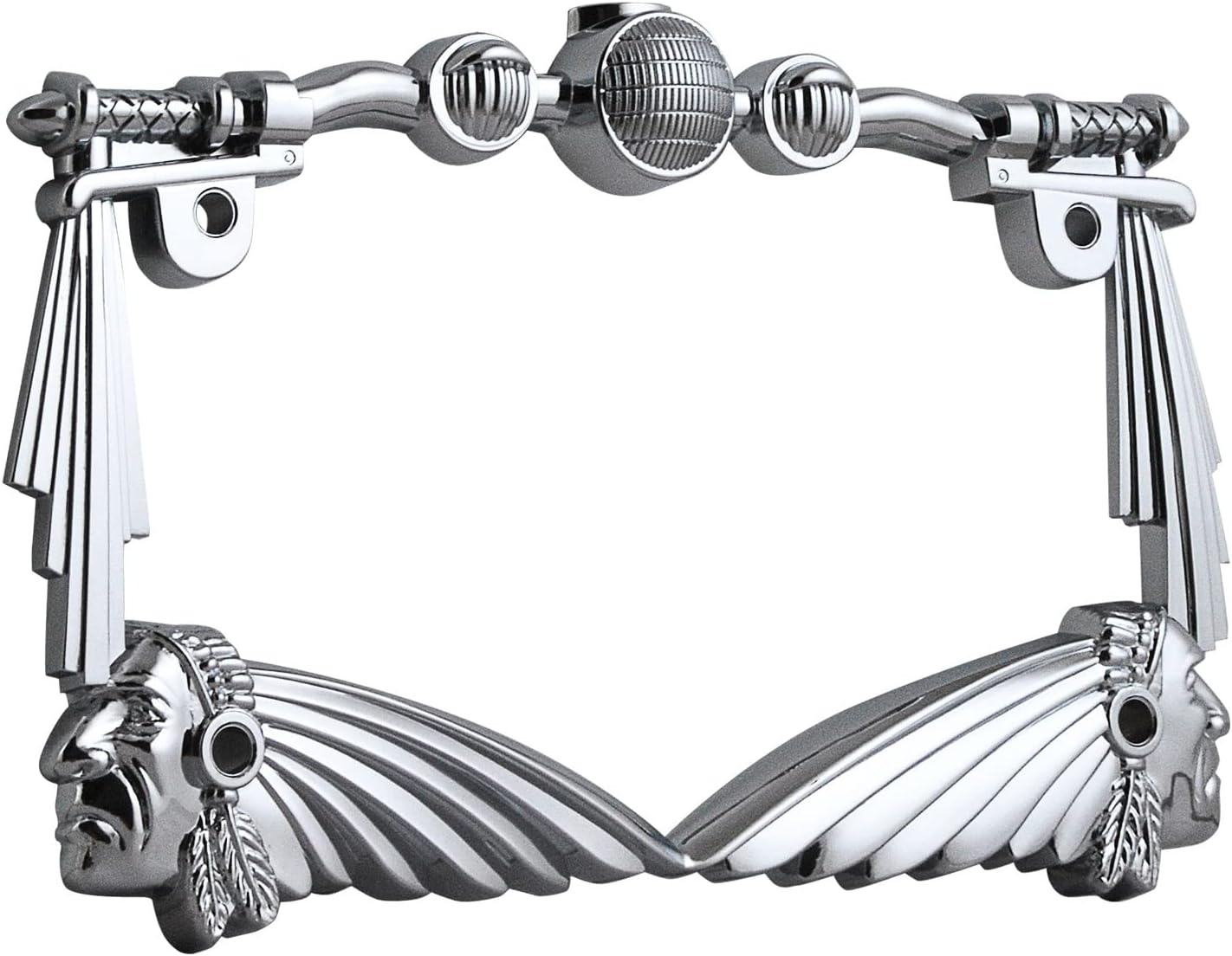 TC Sportline LPF248-C 3D Handle Bar and Indian Chief Style Zinc Metal Chrome Finished Motorcycle License Plate Frame