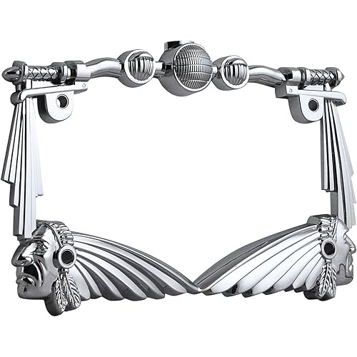 LPF248-C 3D Handle Bar and Indian Chief Style Zinc Metal Chrome Finished Motorcycle License Plate Frame