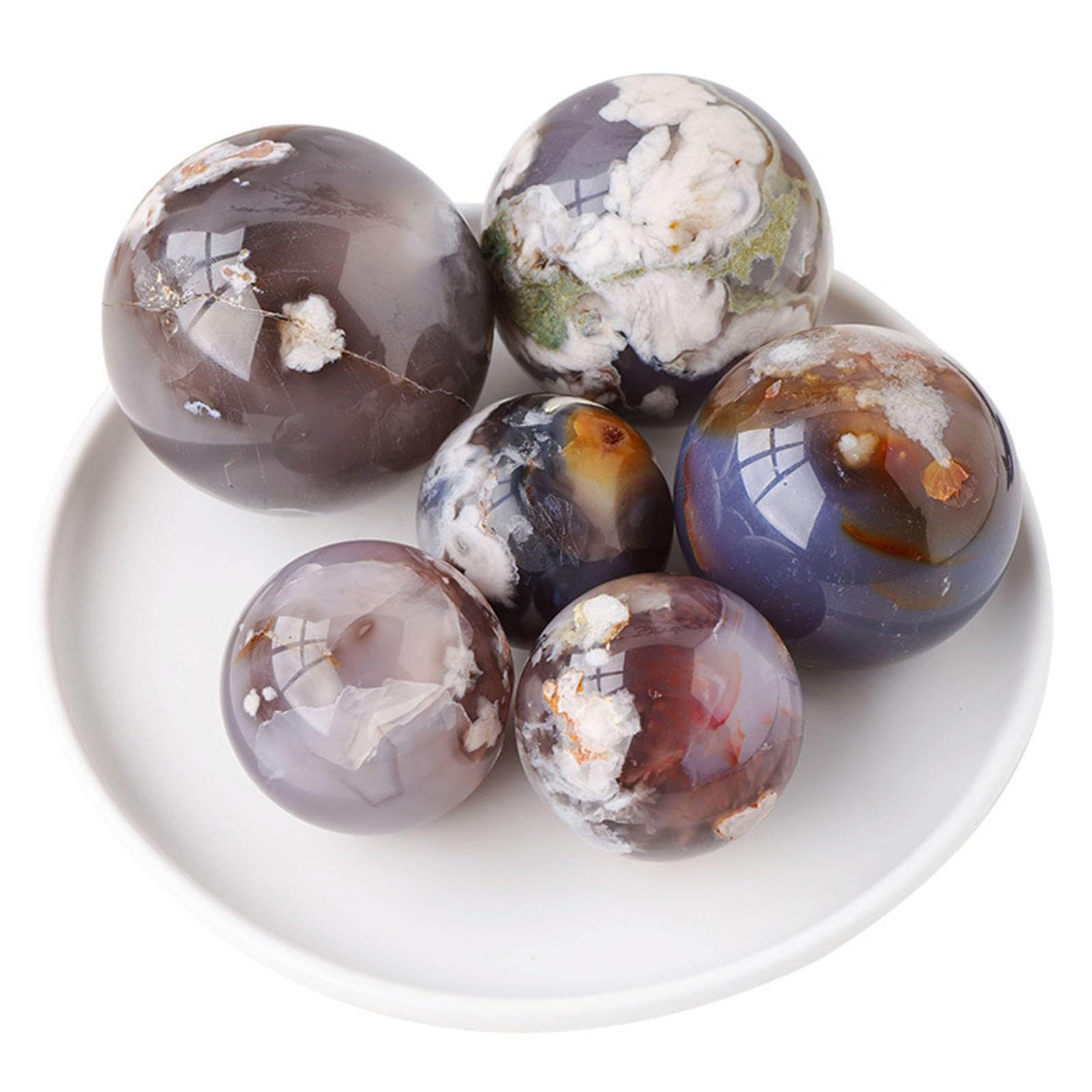 Esfera de Piedra Preciosa de ágata Natural, Bola de Cristal Curativa,Decoración Del Hogar,Oficina, Bola de Energía de Cristal,Colección de Muestras Para Meditación, Adivinación, Fotografía,50-60mm