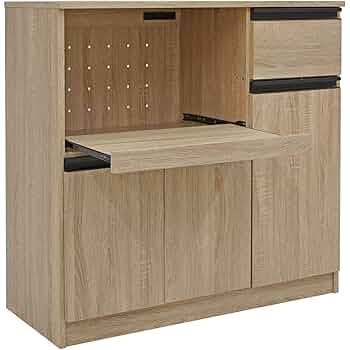 スライドラック付き　収納カウンター　レンジ台　　　ラプレミニ　オーク スライドラック付き オープンカウンター ラプレミニ｜ユニット