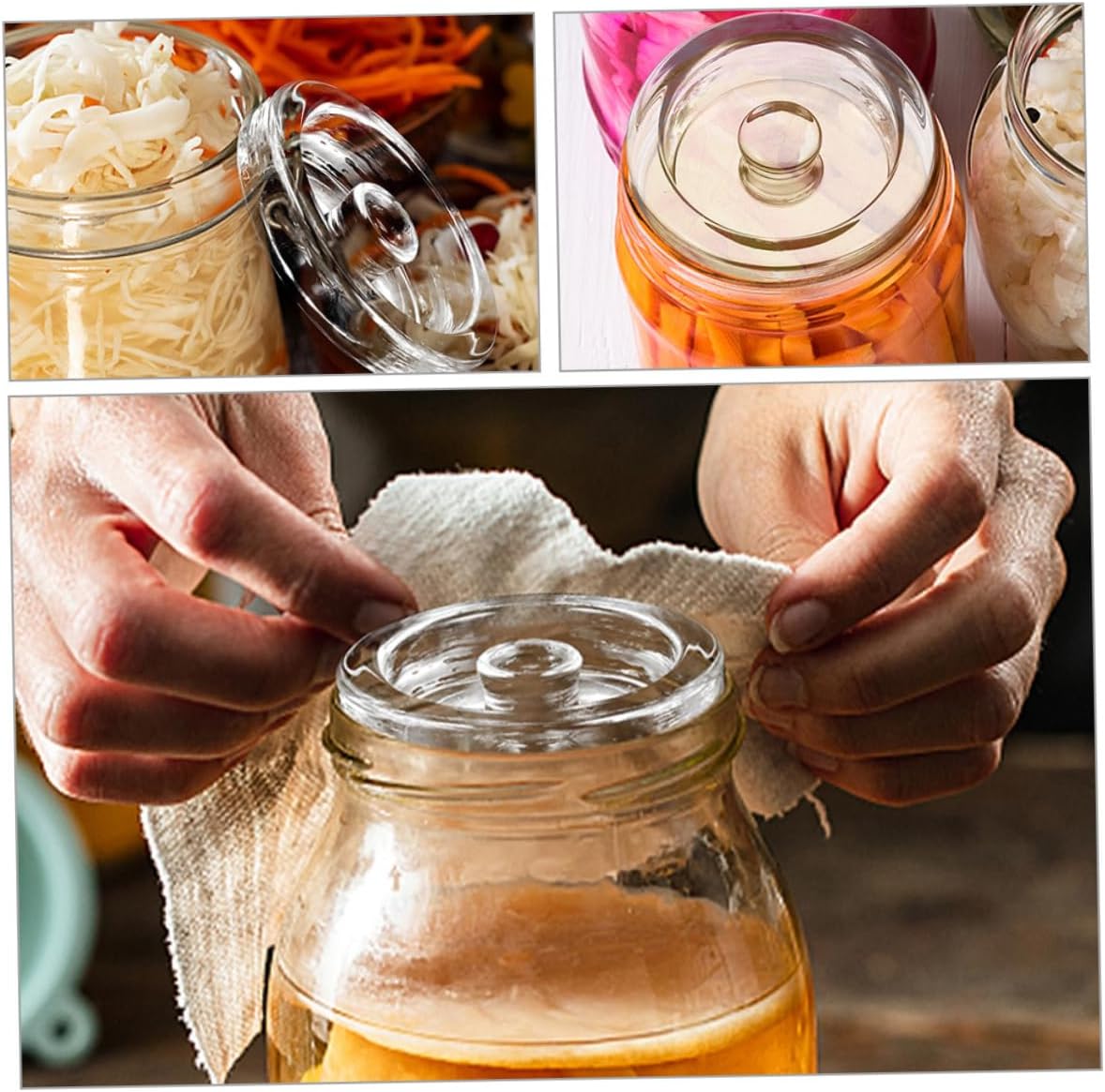 6pcs Mason Fermenting Clear Fermenting Weight Pickle Jar Weights Mason Transparent Heavy Fermenting Lids Glass