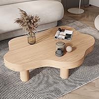 Vista 9 de Mesa auxiliar de nube irregular con 3 patas, mesa de café moderna de borde redondo grueso, bonita mesa auxiliar auxiliar para sala de estar