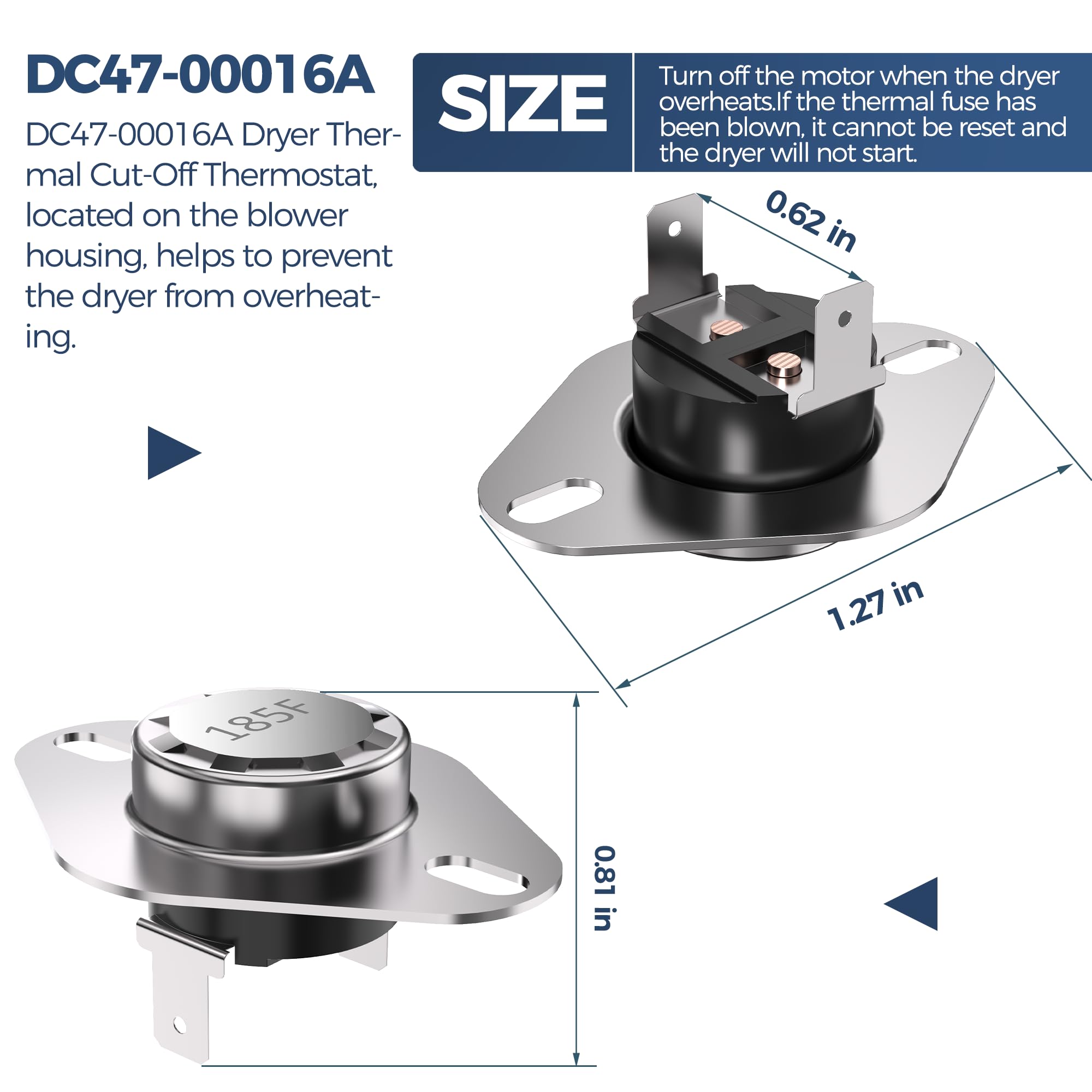DC47-00016A Thermal Fuse & DC96-00887A Thermal Fuse & DC32-00007A Dryer Thermistor & DC47-00018A Thermostat Dryer Kit Replacement Part-Compatible with samsung lg & kenmore Dryers DC47-00016A Thermal Fuse & DC96-00887A Thermal Fuse & DC32-00007A Dryer Thermistor & DC47-00018A Thermostat Dryer Kit Replacement Part-Compatible with samsung lg & kenmore Dryers