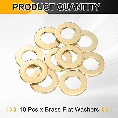 Miniatura 3 de uxcell 10 piezas M16 Arandela plana de latón, arandelas de sellado de metal de 30 mm ID x 16 mm OD x 3 mm de grosor, junta de anillo de sellado