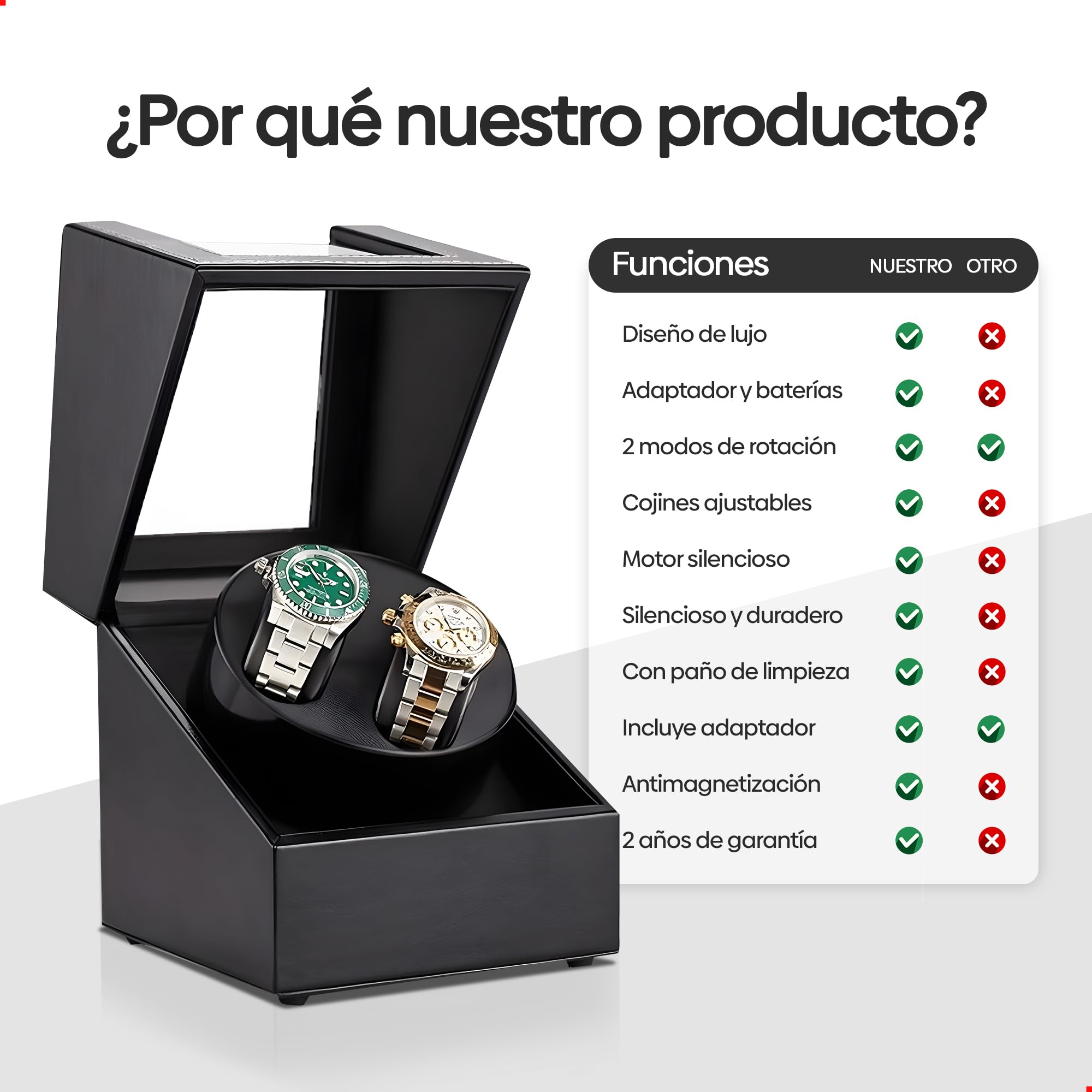 Olvy Caja Enrollable Relojes automáticos, Motor Extremadamente silencioso
